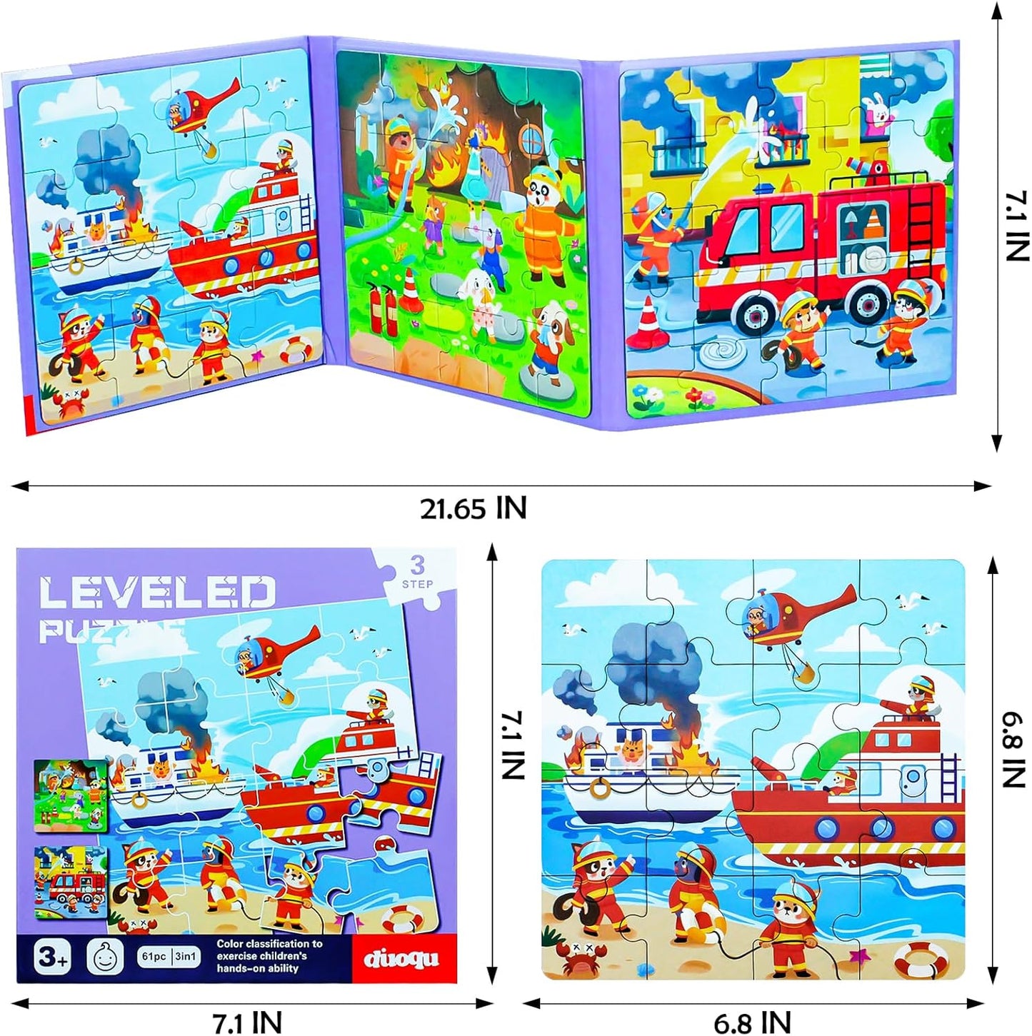 Magnetic Puzzles for Toddlers 1-3, Cartoon Mermaid Magnet 3 in 1 Jigsaw Puzzle, Kids Travel Puzzles Toys, Preschool Learning Toy for Kids 1-8 Year (Mermaid)