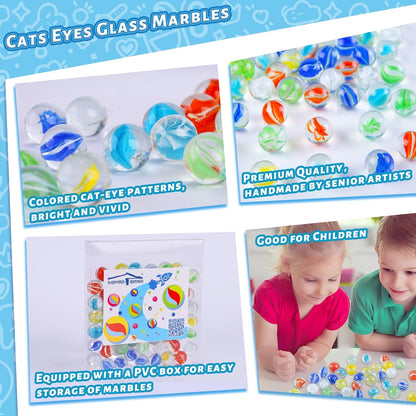 LovesTown 100PCS Glass Marbles Bulk, for Kids Marble Run Game, DIY and Home Decoration