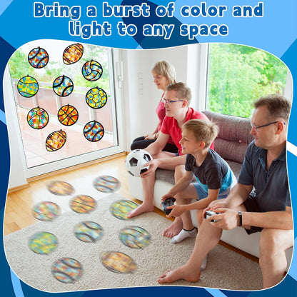 32 Sets Outer Space Suncatchers Craft Kit DIY Window Stained Glass Effect Planet Astronaut Alien Paper Crafts Home School Classroom Decoration Kid Birthday Gift Creative Art Project Activity Game - Colors B