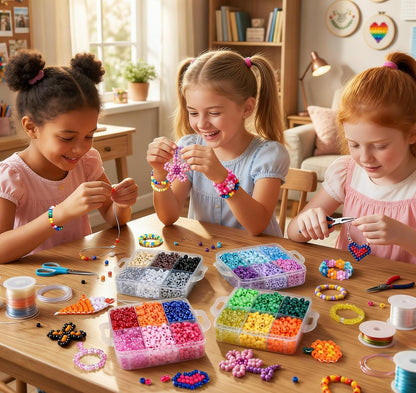 Dowsabel 4800PCS Pony Beads Bulk, 24 Colors Kandi Beads 6x9mm Large Hole for Friendship Bracelets, Jewelry Making, Hair Braiding, DIY Art Craft Gifts - Shockproof Protective Gift Packaging
