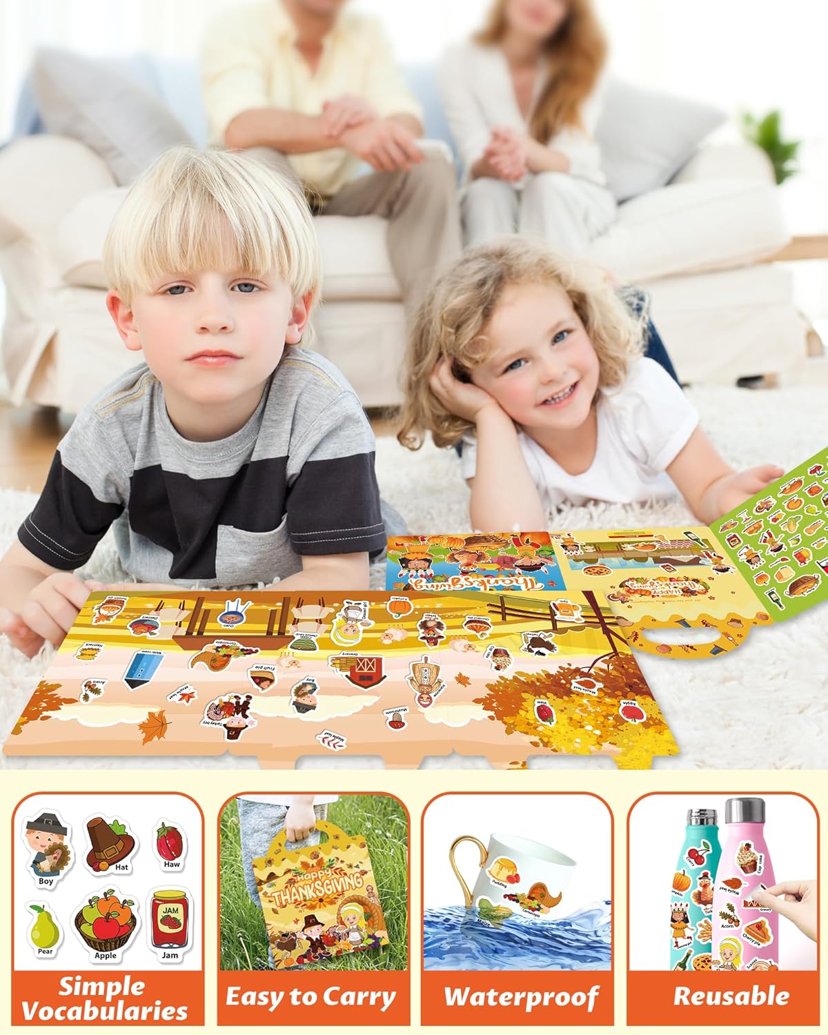 Walenced Reusable Sticker Book for Toddlers, Stickers for Kids, Toddler Sticker Book, Toddler Craft Activities, Toddler Travel Toys Ages 3 and Up Boy Girl Birthday Gifts