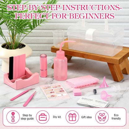 LemonRoad 15 Pcs Snow Globe DIY Tumbler Tool Kit Include Storage Box Squeeze Bottle Funnel Silicone Cup Cradle Measuring Cup Flashlight for Beginner Making Supplies Thanksgiving Day Gifts(Purple)