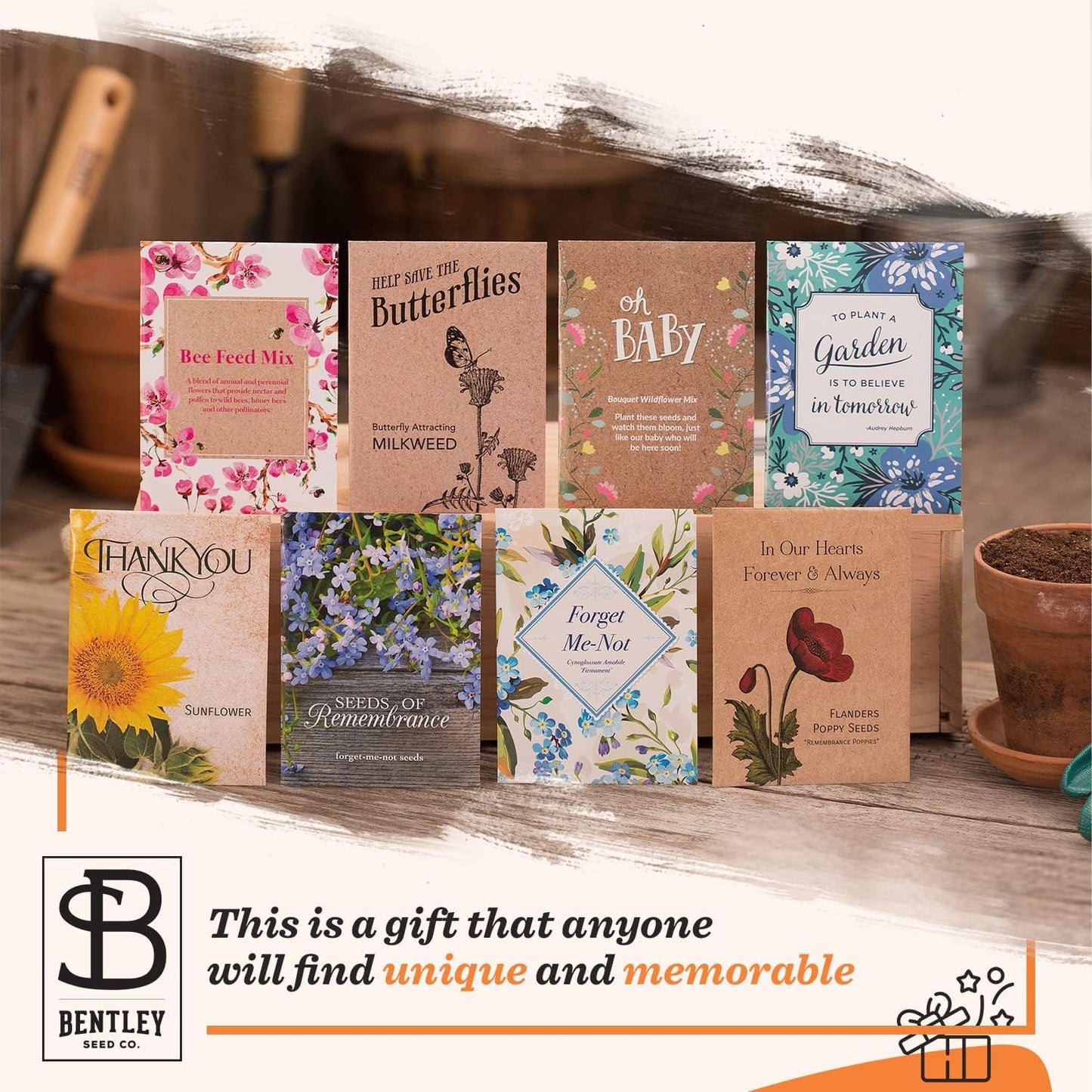 Grateful Memories Dove with Bird and Butterfly Mix Seed Favor Packets - Gardening Gifts - Wild Flower Seeds for Planting - Garden or Indoor Plant Flowers - Growing Plants in Memory