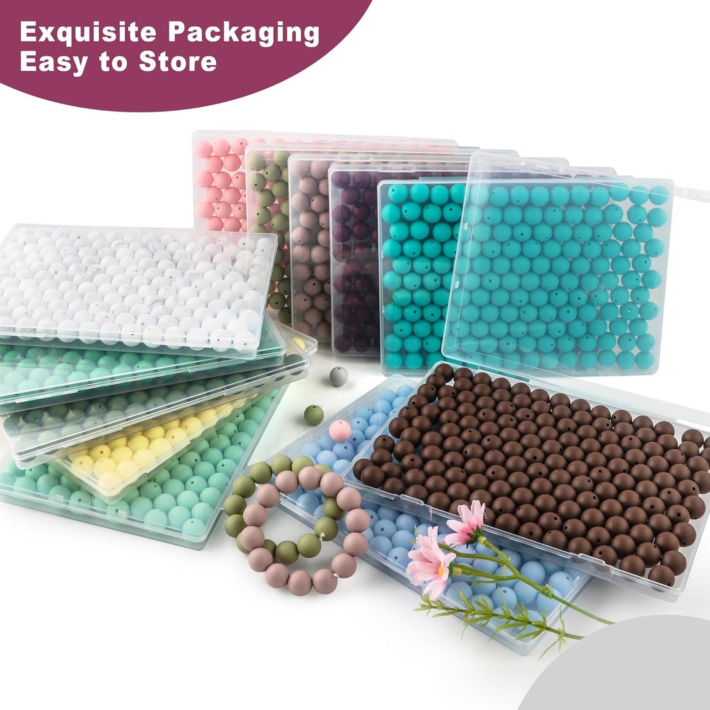 65Pcs 19mm Silicone Beads for Keychain Making Bracelet Necklace, Bulk Round Silicone Beads for Pens（Christmas Green） - Colors A