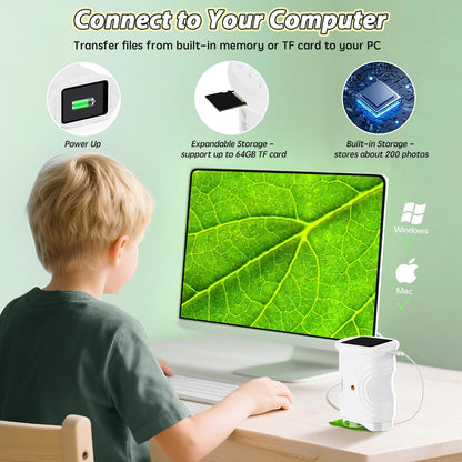 Alotwan Kids Microscope Digital 1000X Zoom, Mini Pocket Handheld Microscope Portable Travel Toys, HD Camera Video Magnifying Glass, Christmas Birthday Gifts for Girls, STEM Toys for Toddlers Age 3-8