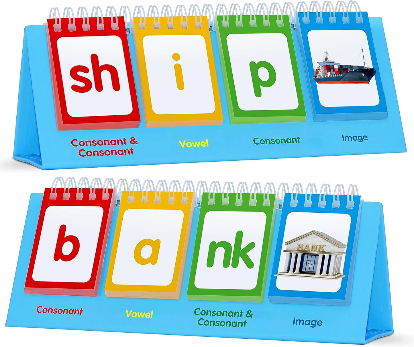 CVC Word Flip Chart - Double Sided 40 Short Vowel Word Flashcards, Freestanding, Educational Learning Tool for School Supplies
