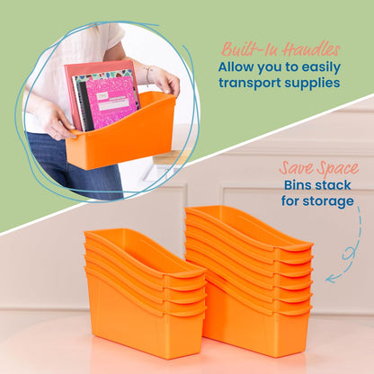 ECR4Kids Linking Plastic Storage Book Bin, Multipurpose Organization, Neon Purple, 10-Piece