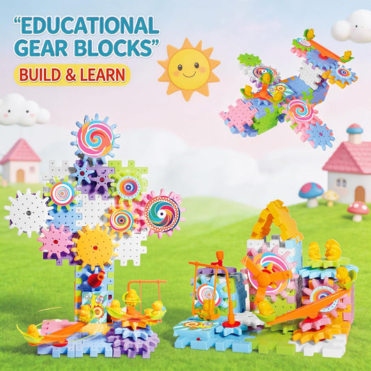 83 Pieces Gear Building Blocks Set Kids Tool Set, Colorful Interlocking Gears and Puzzle Pieces, Creative Construction Toy, STEM Learning
