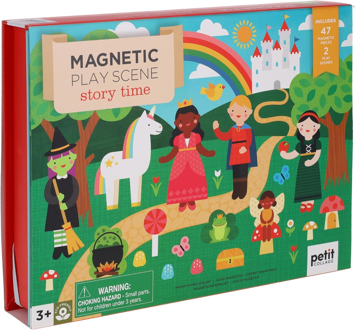 Petit Collage: Animal Friends Magnetic Game Board with Mix & Match, Ideal for Ages 3+, Includes Mag Play Scene Treehouse Party, 74 Count