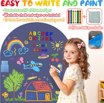 8 PCS Magnetic Wall Decals for Kids Magnetic Chalkboard Peel and Stick Magnet Sheets Board Sticker Tangram Puzzle Self Adhesive Contact Paper Dry Erase Blackboard for Playroom Homeschool 15.7"x10.4"