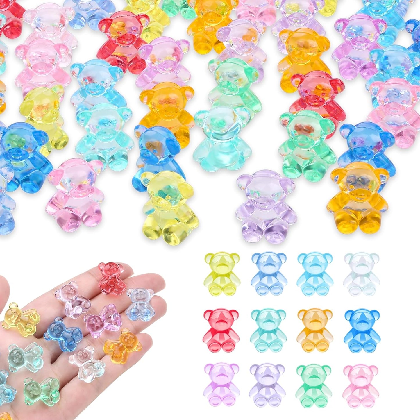 LAIDANLA Mini Resin Bears, Tiny Plastic Animals to Hide Small Bears Bulk for Counting Miniature Landscape Bear Party Favors Gifts Easter Egg Vase Filler Bear Figures Cute Trinkets Desk 200 Pcs