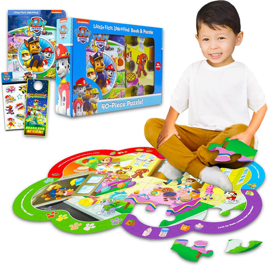 Paw Patrol Floor Puzzles for Kids Ages 3-5 - Bundle with Giant Floor Puzzle, Look and Find Book, Stickers