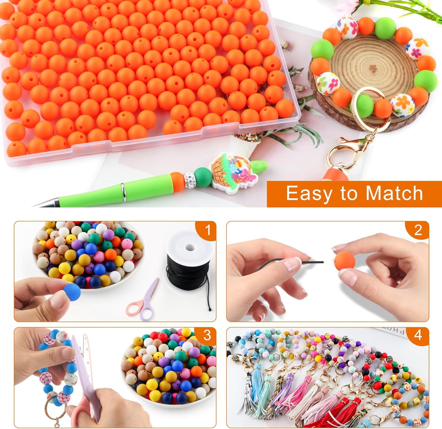 65Pcs 19mm Silicone Beads for Keychain Making Bracelet Necklace, Bulk Round Silicone Beads for Pens（Christmas Green） - Colors A