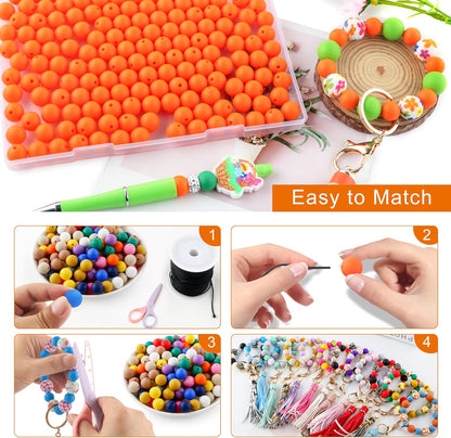 65Pcs 19mm Silicone Beads for Keychain Making Bracelet Necklace, Bulk Round Silicone Beads for Pens（Christmas Green） - Colors A