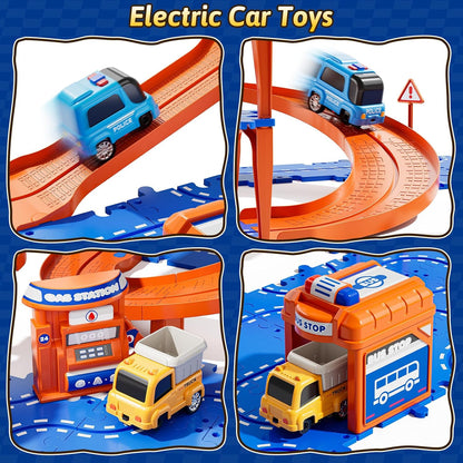 Toddler Puzzles Track Cars Toys for Kids, Boys and Girls Age 3-5 4-7, Floor Puzzle Race Track with Cars and Road Signs, Birthday Toy Games for 3 4 5 6 7 8 Year Old Birthday Gifts
