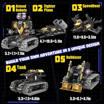Robot Building Kit with APP/Remote Control STEM Gifts for Boys Age 8-16,Technic Coding Robotic Toys for Kids Birthday, Buildable 5in1 Models with 352+ Pieces
