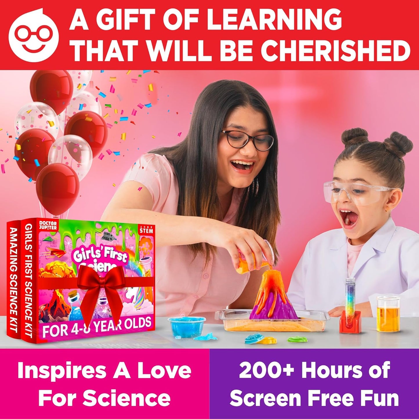 Doctor Jupiter Girls' Science Kit for Kids Ages 8-10-12-14 for 8,9,10+ Year Old Girls | Chemistry Set, STEM Toy Kit with 135+ Experiments | Learning & Educational Projects