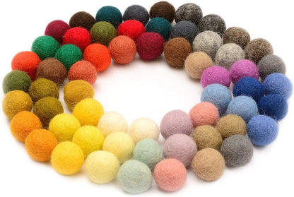 Glaciart One Felt Pom Poms, Wool Balls (240 Pieces) 1.5 cm – 0.6 Inch, Handmade Felted 40 Color (Red, Pink, Blue, Orange, Yellow, Gray, Black, Pastel and More) Bulk Small Puff for Felting and Garland