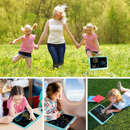 FLUESTON LCD Writing Tablet for Kids, 10 Inch Doodle Board, Colorful Drawing Pad for Toddler, Educational Travel Toy Gifts for 3-8 Year Old Girls Boys, Erase Lock Writing Board
