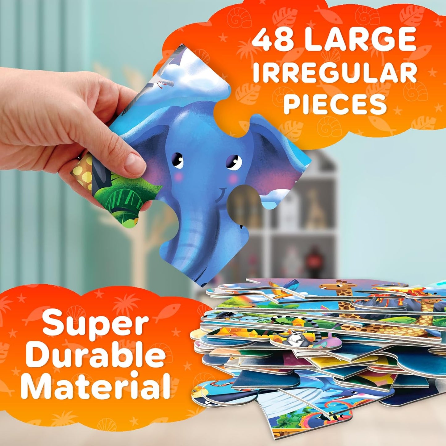 QUOKKA Floor Puzzles for Kids Ages 4-8 – 2x3 FT Giant Search and Find Jigsaw – 48 Large Pieces – Above and Beyond Observational Scene – Educatinal Montessori Toy with Gift Box – Fun Learning Activity