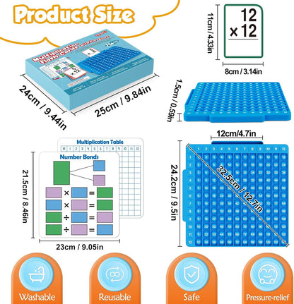 Torlam Multiplication Flash Cards + Math Board, Time Table Chart Flashcards for Kids Ages 6-12, 3rd-6th Grade Classroom Must-Have