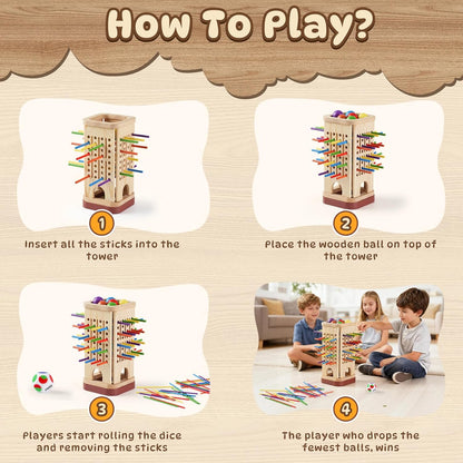 Montessori Game Wooden Board Game, Multiplayer for Kids 4-8, Math Educational, Fine Motor Skill Toy for Girls Boys, Classic Fun Games for Age 3 4 5 6 7 8 Girls Boys Gifts (Storable)
