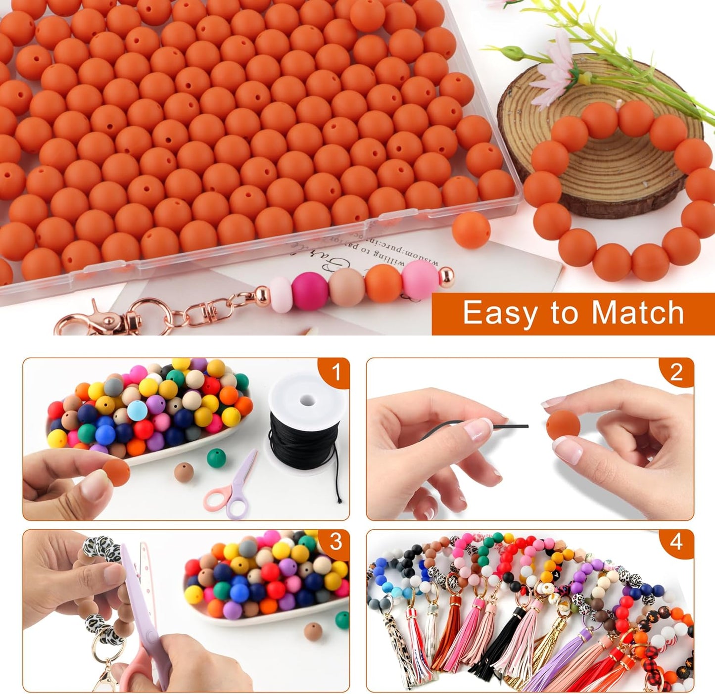65Pcs 19mm Silicone Beads for Keychain Making Bracelet Necklace, Bulk Round Silicone Beads for Pens（Christmas Green） - Colors B