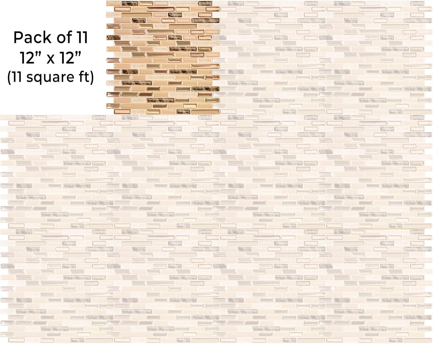 VViViD 11 Sheets Peel and Stick Grey Gloss Faux Ceramic Brick Wall Tiles, Self Adhesive Backsplash 12”x12”, 2mm Thick Kitchen, Bathroom (11 sq. ft.)