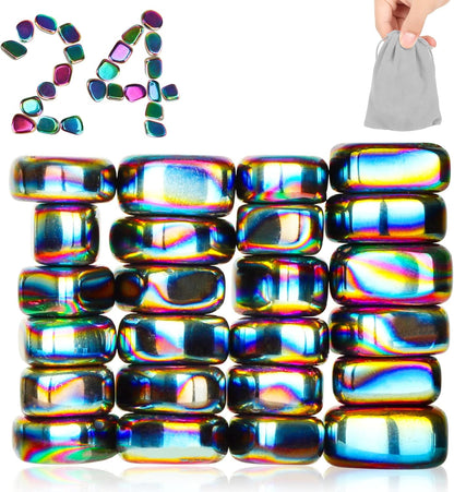 24pcs Black Large Fridge Magnets Stones Science Kit, Irregular Polished Magnetic Whiteboard Locker, Home Kitchen Refrigerator Magnets, Neat Perfect Decorations Gifts Teacher Researcher
