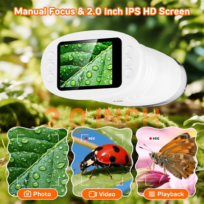 1000X Digital Handheld Microscope for Kids with 2.0" IPS Screen, Outdoor Toys Portable STEM Science Lab Gifts, Rechargeable Pocket Microscope Educational Toy for Boys & Girls Age 4-6 8-12, Orange