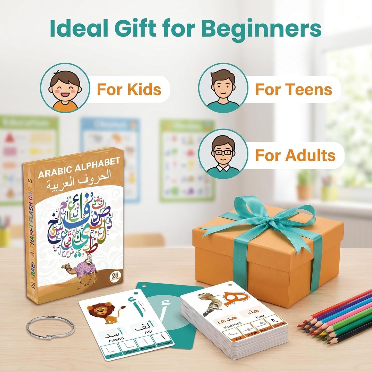 Arabic Flash Cards for Beginners, Learn Arabic Alphabet for Kids, Teens and Adults, Educational Language Learning Resource for Grade School, Classroom, Homeschool Supplies