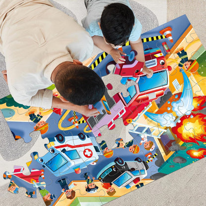 Jumbo Floor Puzzle for Kids,Construction Site Jigsaw Large Puzzles,48 Piece Construction Vehicle Puzzle for Toddler Ages 3-5,Children Learning Preschool Educational Toys,Gift for 4-8 Years Old