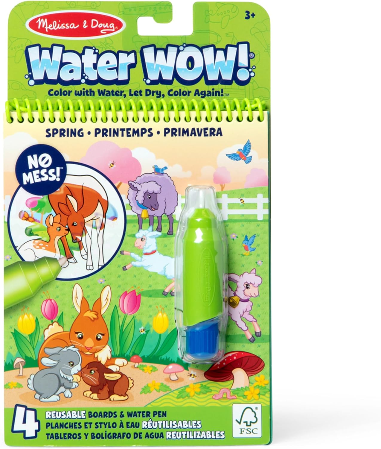 Melissa & Doug On The Go Water Wow! Mess Free Coloring Book, Reusable Water-Reveal Activity Pad, Spring, Travel Toys, Party Favors, for Toddlers & Kids Ages 3+