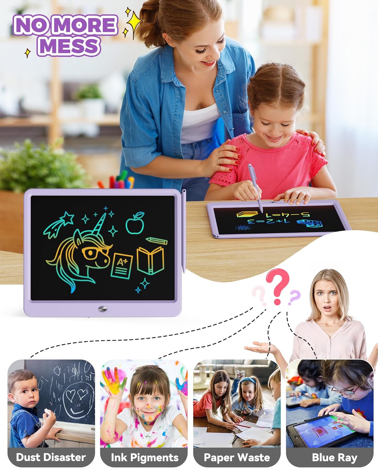 KOKODI 15 Inch LCD Writing Tablet with Anti-Lost Stylus, Erasable Doodle Board Colorful Toddler Drawing Pad, Car Travel School Games Toys for 3 4 5 6 7 8 Kids, Birthday Gift for Girls Boys Blue