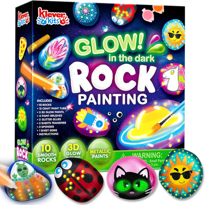 Rock Painting Kit for Kids, Arts and Crafts for Girls & Boys Ages 6-12, DIY Supplies for Painting Rocks, Easter Craft Kits Art Set, Toddler Birthday Christmas Presents, Family Indoor Activity