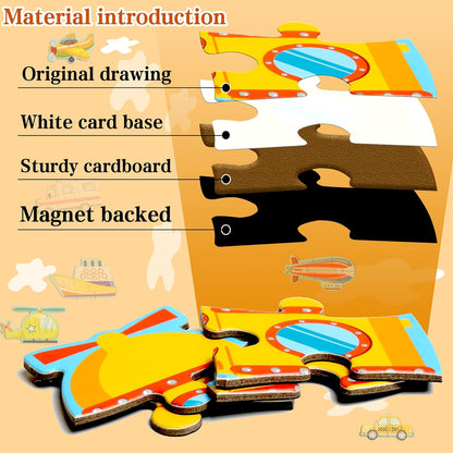 Magnetic Puzzles for Kids Ages 1-3, Travel Toddler Puzzles Ages 2-4 Year, Excavator Refrigerator Magnet for Kids Learning Gift for Road Trip