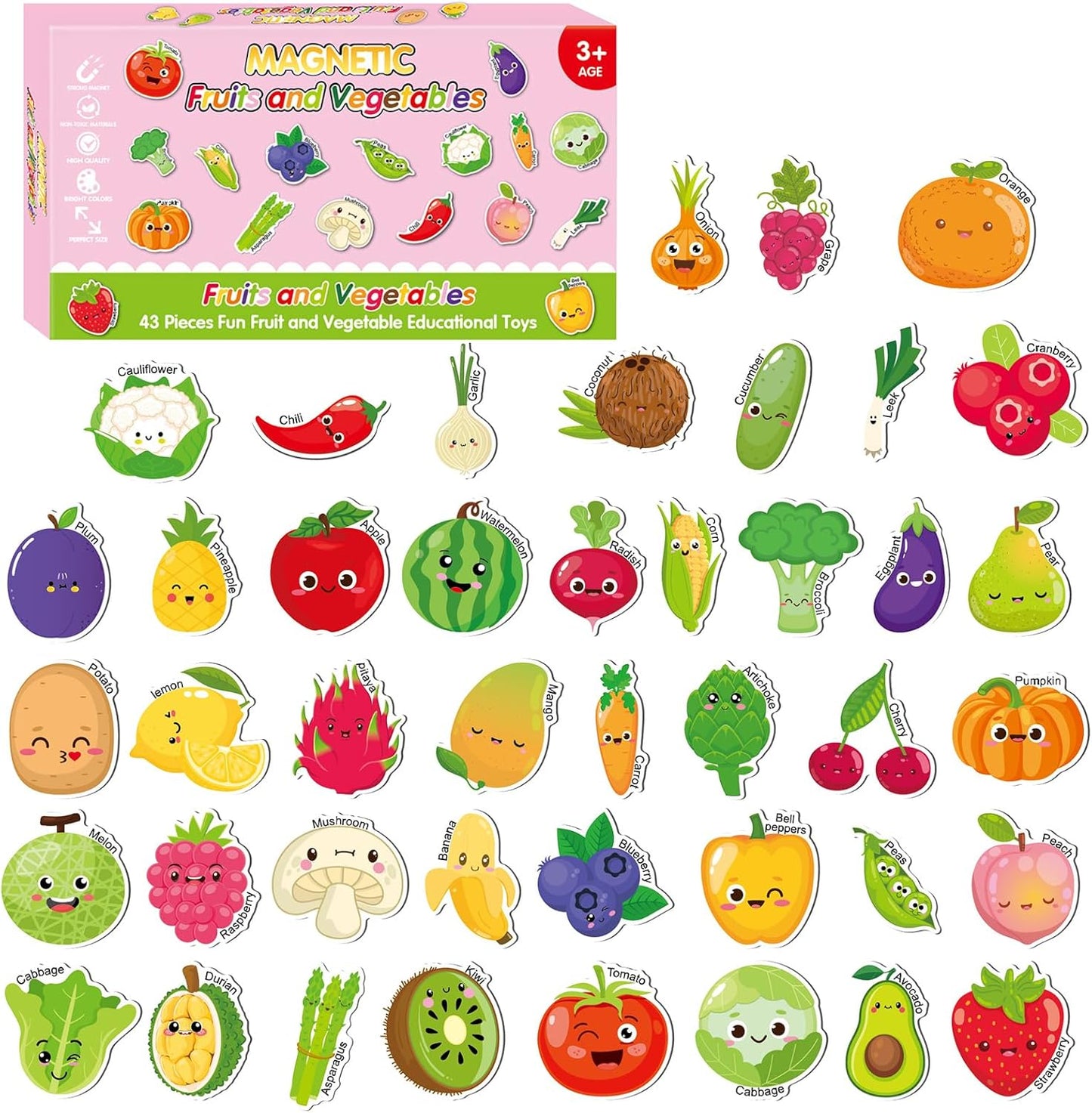 Magnetic Letters and Numbers for Fridge, Cute Colorful Animal Alphabet 26 Uppercase Letters 0-9 Numbers, Fridge Magnets Set for Learning Spelling Girls
