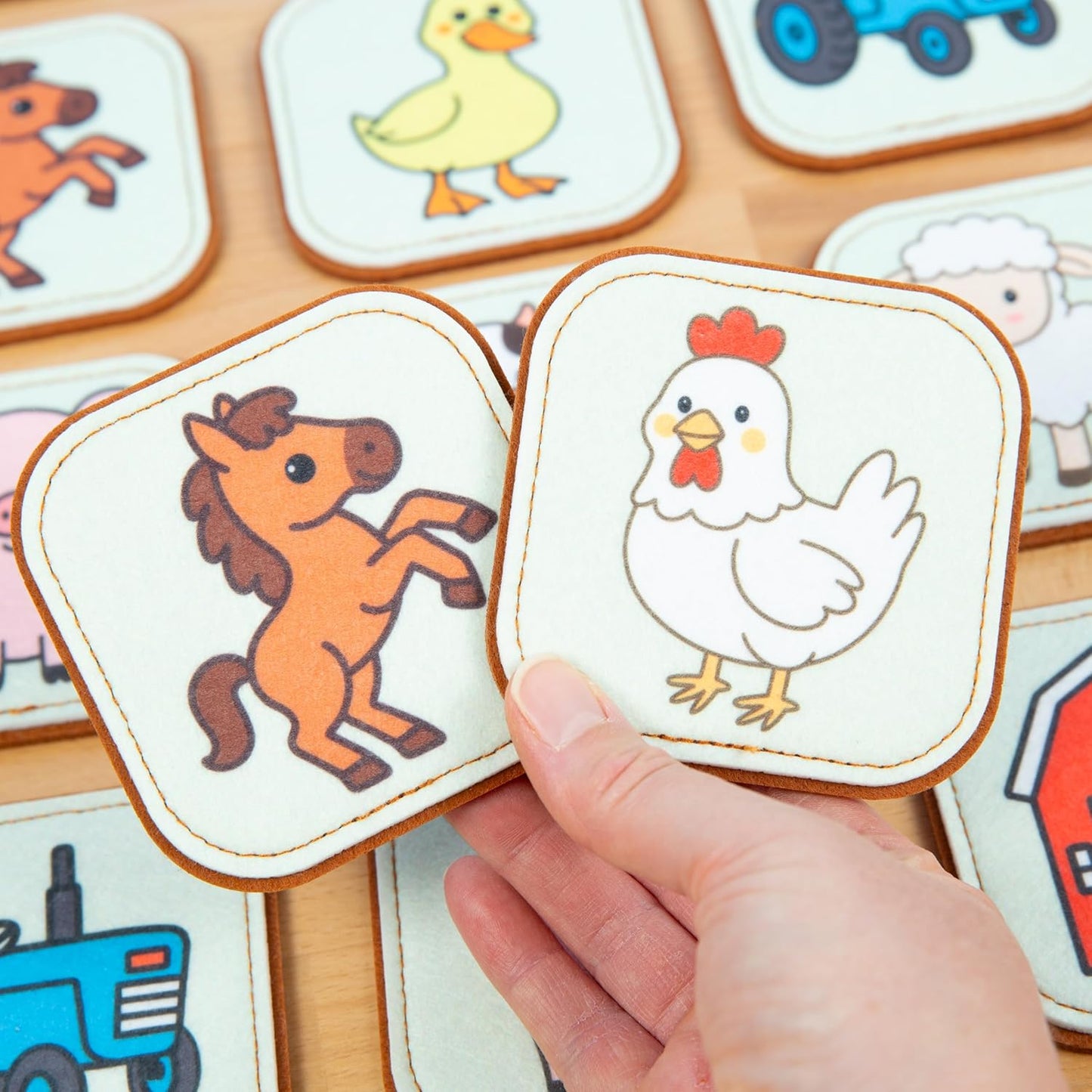 Felt Matching Game for Ages 2–4 – Soft and Safe for Ages 1+ – Montessori Memory Game – Sensory Flash Cards – Best Educational Gift for Ages 1–3 - Woodland Animal Theme