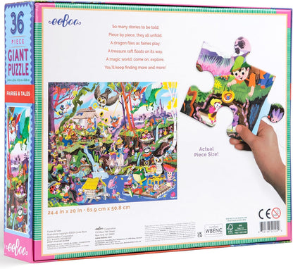 eeBoo 36 Piece Giant Floor Puzzle - Dinosaur Alphabet Children's Puzzle ABC & Dino Themed, Large Pieces for Small Hands to Develop Motor Skills