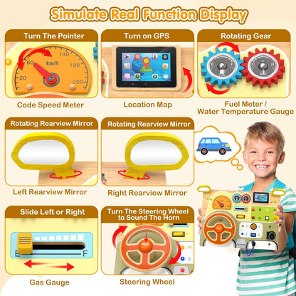 JGOBUB Montessori Toddler Toys - Baby Wooden Busy Board - Sensory Toys with Light Switch - Travel Toys for Educational Toddler Activities for Toddlers 3 4 5 6+ Year Old