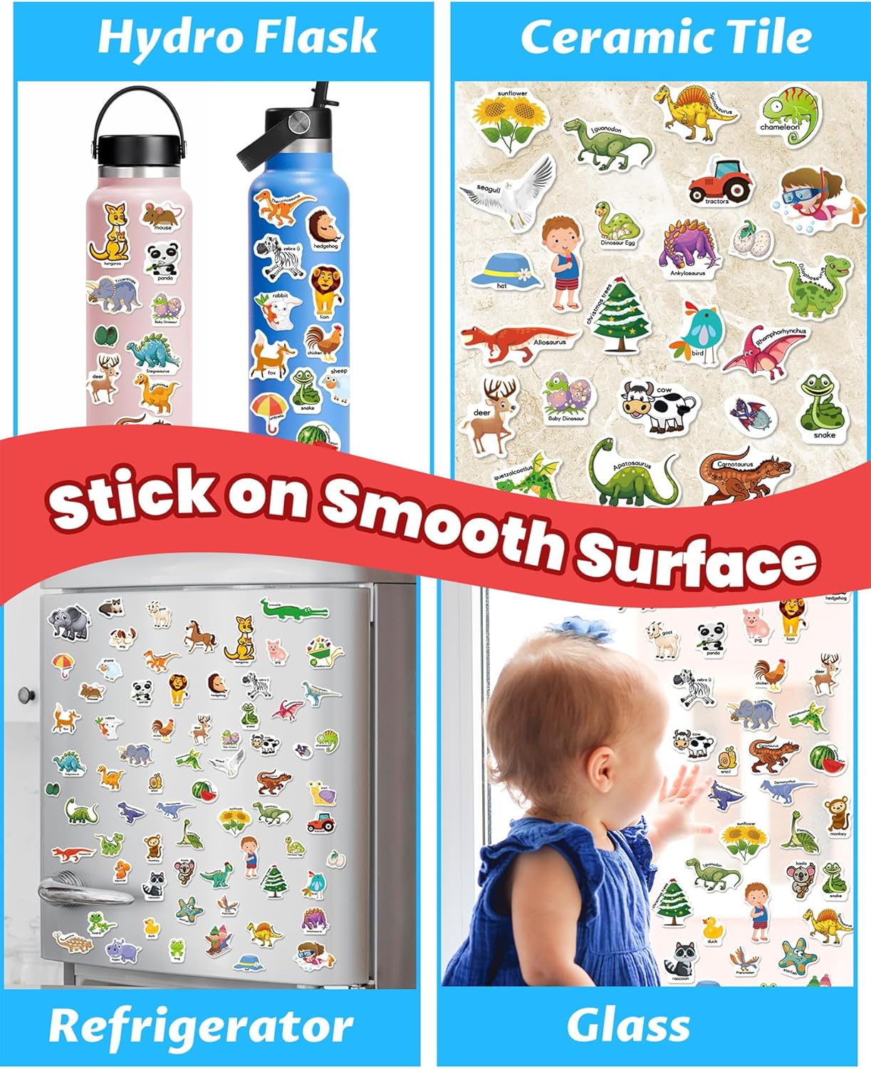 Walenced Reusable Sticker Book for Toddlers, Stickers for Kids, Toddler Sticker Book, Toddler Craft Activities, Toddler Travel Toys Ages 3 and Up Boy Girl Birthday Gifts