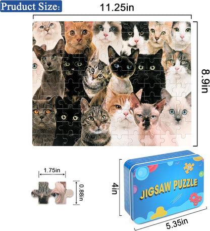 LELEMON 100 Pieces Jigsaw Puzzles in a Metal Box for Kids Age for 4-8 Boys Girls Toy Puzzles Construction Site Vehicles Children Learning Educational Puzzles Toys