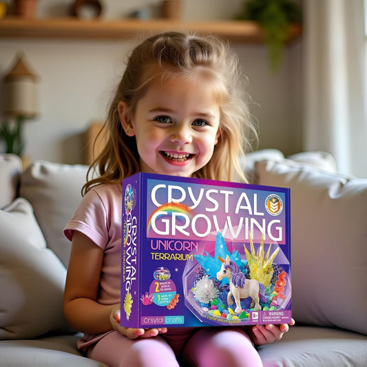 Crystal Growing Kit for Kids-Unicorn Terrarium Kit, Science Kits for Kids Age 6-8, Toys for Boys Age 8-12, Great Gifts Idea for 9 Year Old Girls, STEM Projects
