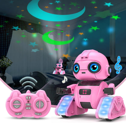 Robot Toys for Boys and Girls, Rechargeable Remote Control Robot with Auto-Demonstration, Light Projection, Dance Moves, Music, and Gesture Sensing –Toy Robot Gifts for 6+ Year Old Boys (Blue)
