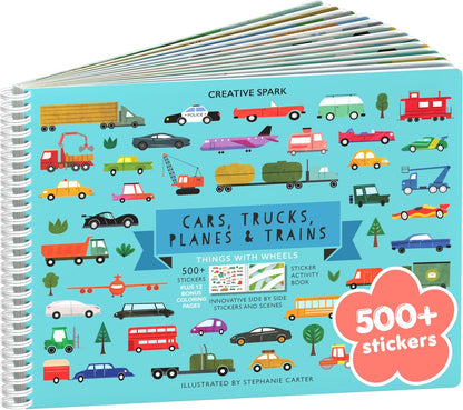 Animals Habitat 500+ Kids Sticker Book by Cupkin Toddler Airplane Travel Activity Coloring and Sticker Book, Road Trip Essentials, 12 Coloring Pages + 12 Scenes for Ages 2–8 Years - Colors B