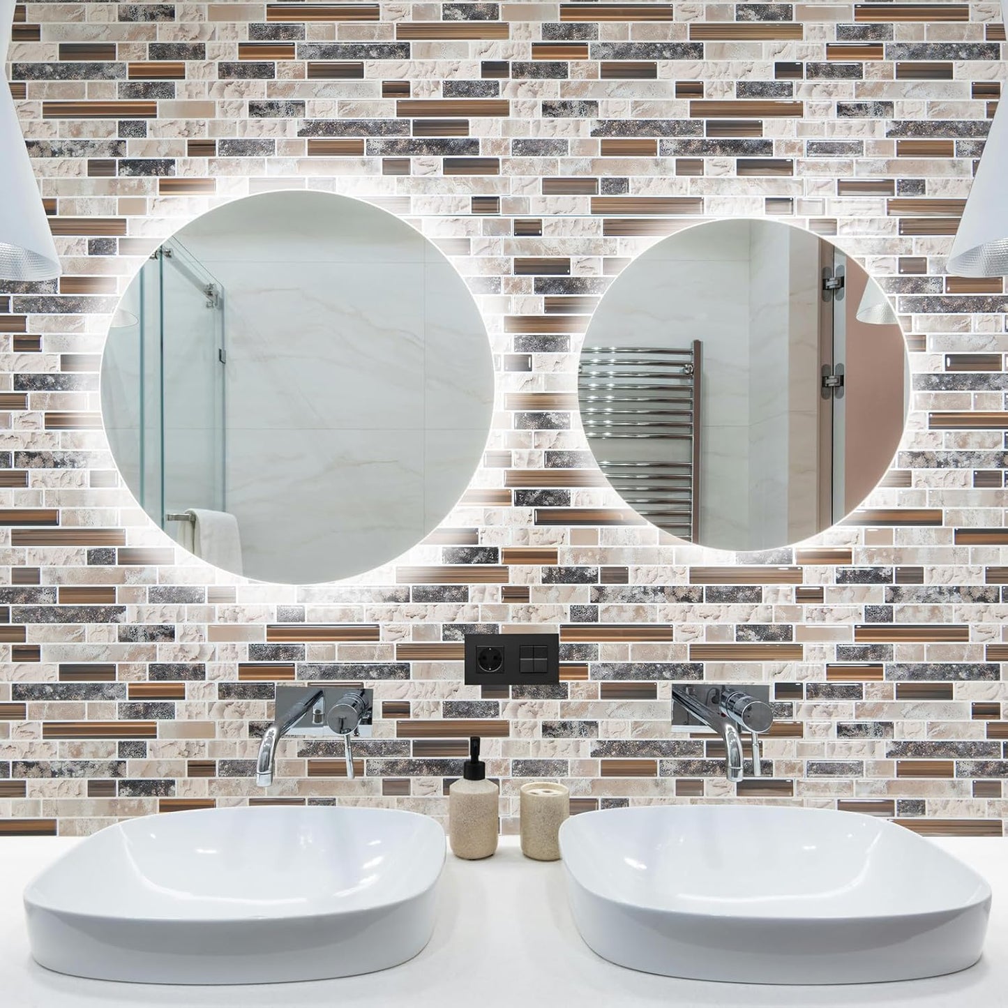Art3d 10-Sheet Heavy-Duty Peel and Stick Backsplash, Waterproof Wall Tiles Stick on Kitchen Backsplash Living Space, Carrara Grey