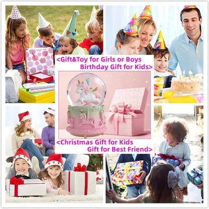 Unicorn Snow Globes for Girl,6.5IN Pink Music Snowglobes with LED Lights and Automatic Snowfall,Home Decor Glass Ball for Kids Bedroom Birthday for 5-18 Year Old Girl(6.5x4.1IN