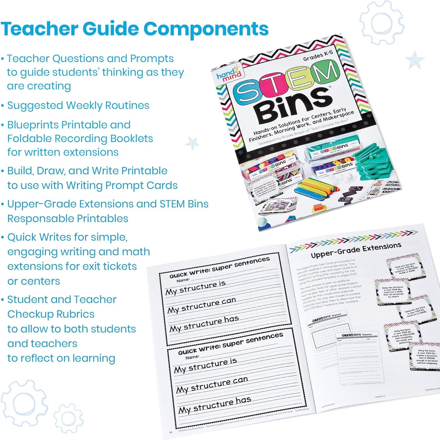hand2mind STEM Bins Comprehensive Set by Brooke Brown, STEM Bins for Classroom, STEM Manipulatives for Elementary, STEM Activities, Kids Engineering Building Kits, Science Teacher Supplies (Set of 16)