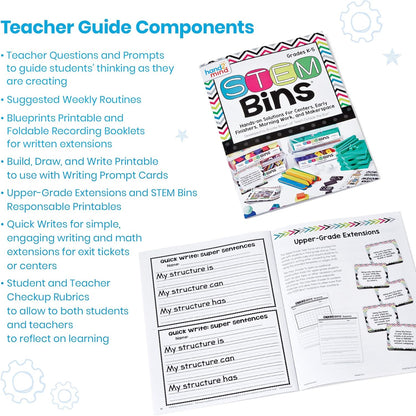 hand2mind STEM Bins Comprehensive Set by Brooke Brown, STEM Bins for Classroom, STEM Manipulatives for Elementary, STEM Activities, Kids Engineering Building Kits, Science Teacher Supplies (Set of 16)
