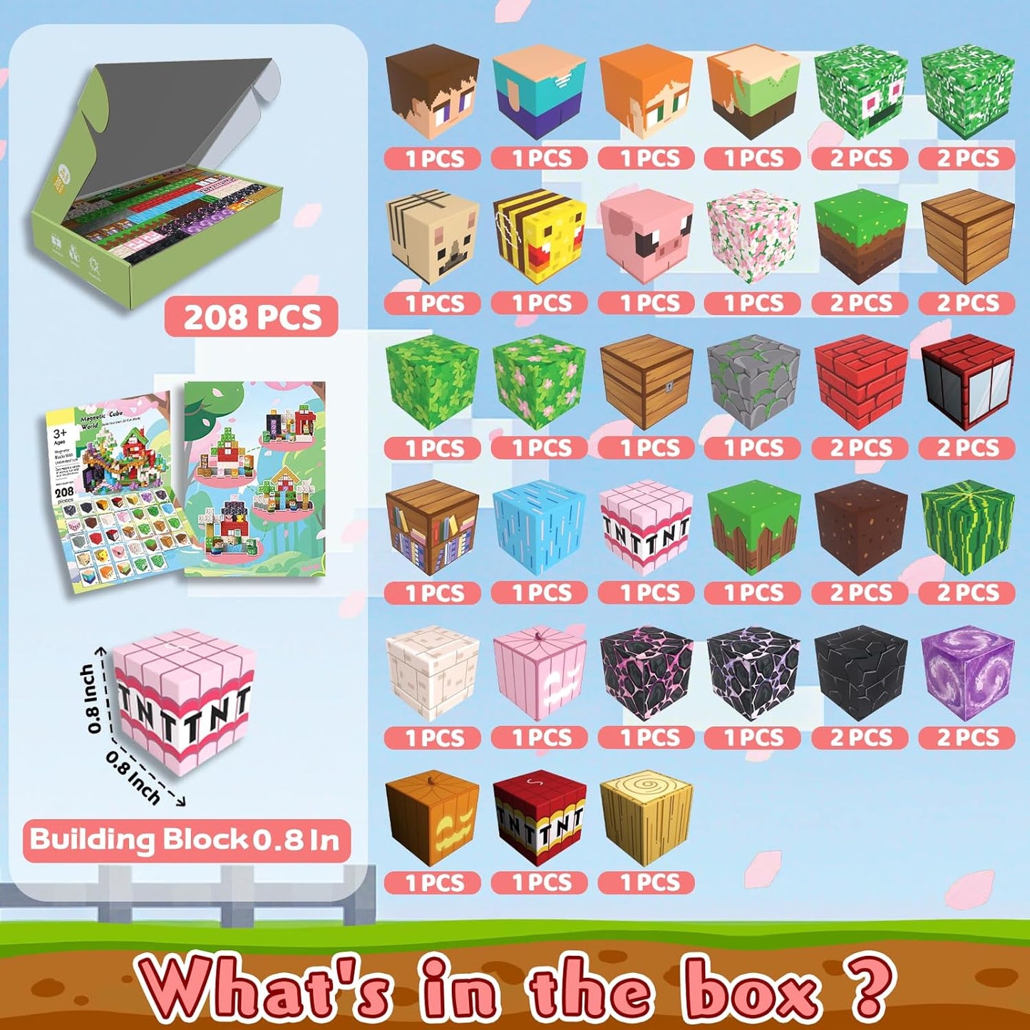 Magnetic Blocks Toys for Kids, 100 PCS Building Blocks Cubes, Stacking Magnetic Tiles Toys for Kids Toddlers Boys Girls Ages 3 4 5 6 7 8-12 Birthday Gifts Party Supplies (Underworld)